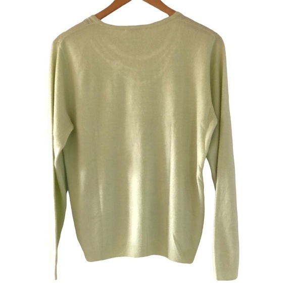 Alia Vintage pale green sweater pearl detail beads crew neck long sleeve Medium - Picture 11 of 15